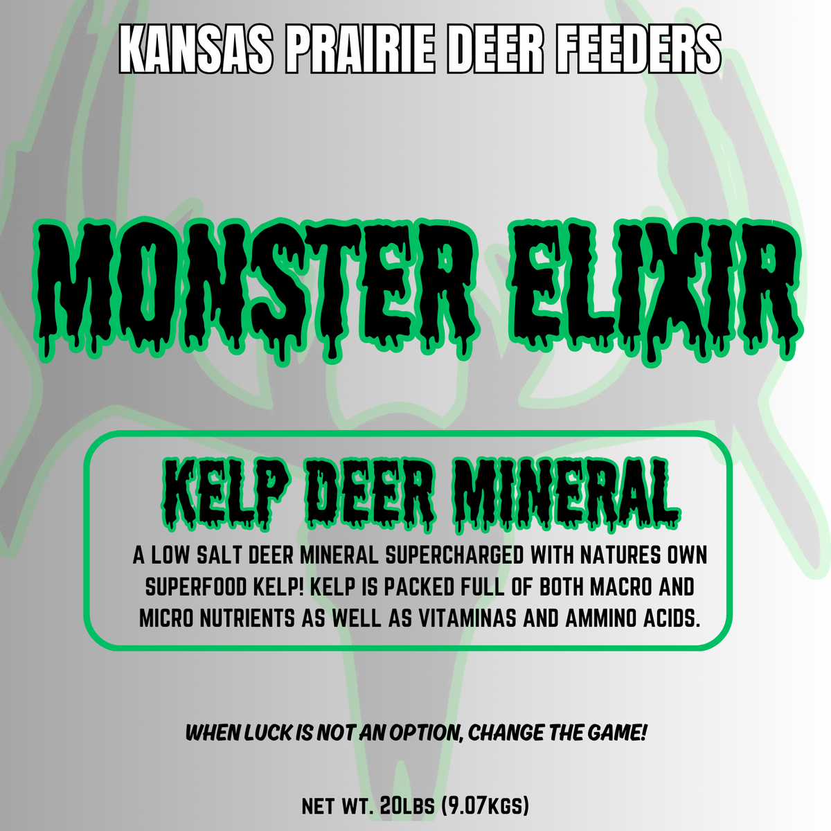 20lb bucket of Monster Elixir kelp based deer Mineral